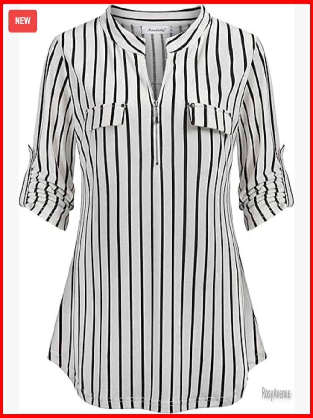 3/4 Sleeve Zip Plaid Tunic Blouse Womens Casual Tops - Picture 1 of 7